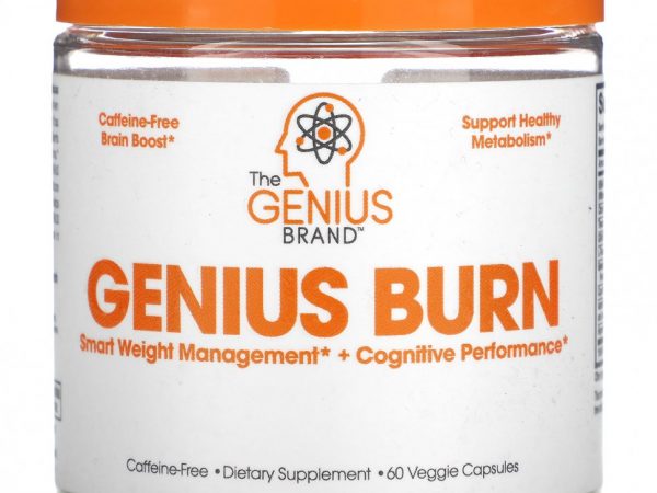 The Genius Brand, Genius Burn, без кофеина, 60 растительных капсул