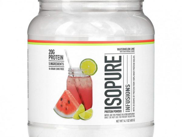 Isopure, Infusions, протеиновый порошок, арбуз и лайм, 400 г (14,1 унции)
