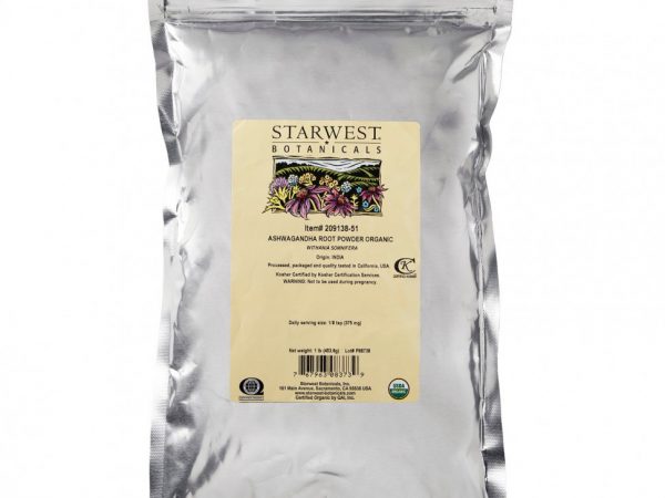 Starwest Botanicals, ПОрошок из корня органической ашвагандхи, 453,6 г (1 фунт)