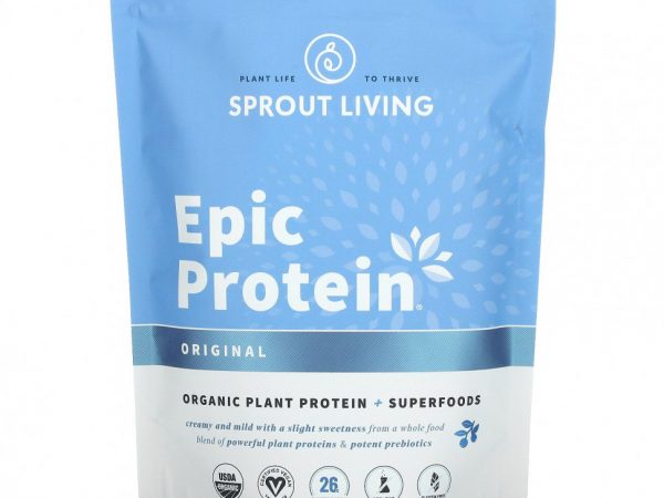 Sprout Living, Epic Protein, органический растительный протеин и суперфуды, классический вкус, 455 г (1 фунт)