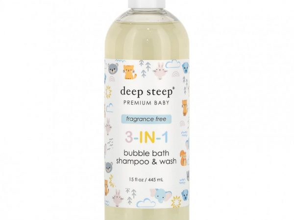 Deep Steep, Premium Baby, пена для ванн 3-в-1, шампунь и средство для душа, без отдушек, 445 мл (15 жидк. Унций)