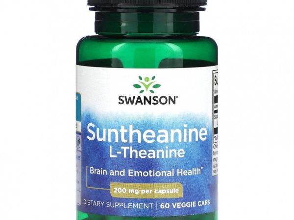 Swanson, Suntheanine, L-теанин, 200 мг, 60 растительных капсул