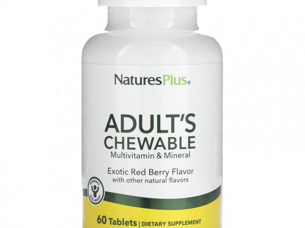NaturesPlus, Жевательные мультивитамины и минералы для взрослых, экзотические красные ягоды, 60 таблеток