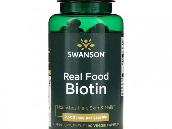 Swanson, Натуральный пищевой биотин, 2500 мкг, 90 растительных капсул