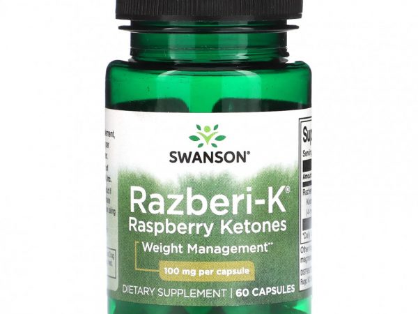 Swanson, Razberi-K, кетоны малины, 100 мг, 60 капсул