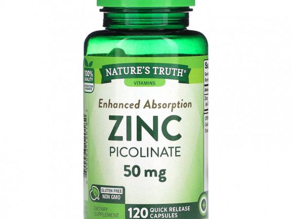 Nature's Truth, Пиколинат цинка, 50 мг, 120 капсул с быстрым высвобождением