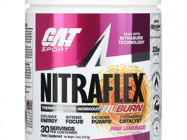 GAT, Sport, NITRAFLEX Burn, розовый лимонад, 214,5 г (7,57 унции)