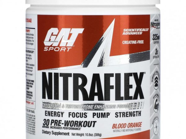 GAT, NITRAFLEX, красный апельсин, 306 г (10,8 унции)