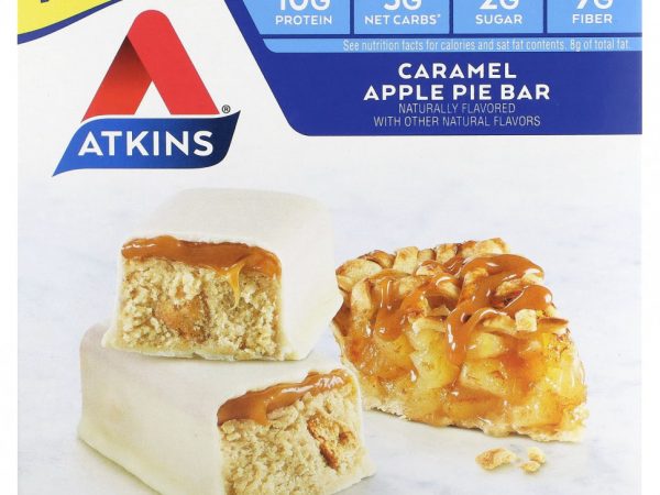 Atkins, Snack, батончик с карамельным и яблочным пирогом, 5 батончиков по 40 г (1,41 унции)