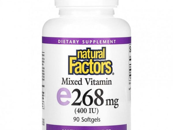 Natural Factors, Смешанный витамин E, 268 мг (400 МЕ), 90 мягких таблеток