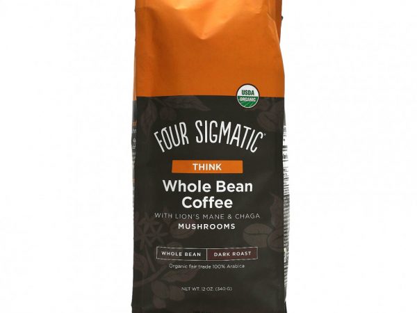 Four Sigmatic, Цельнозерновой кофе с гривой и грибами чага, Think, темная обжарка, 340 г (12 унций)