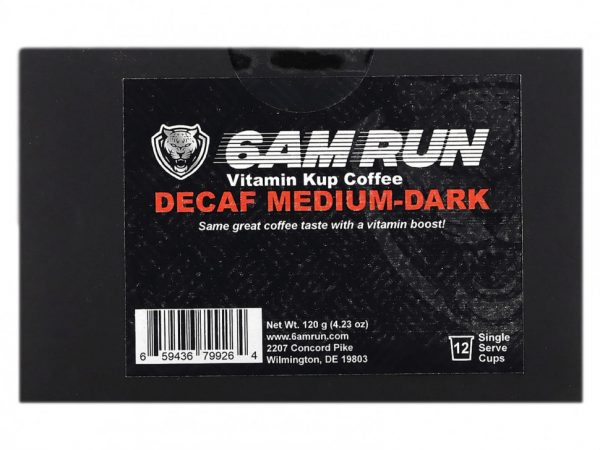 6AM Run, Vitamin Kup Coffee, кофе средней темноты, без кофеина, 12 порционных чашек, 120 г (4,23 унции)