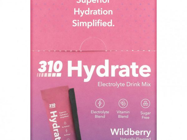 310 Nutrition, Hydrate, смесь для приготовления электролитов, лесная ягода, 30 стиков по 5,1 г (0,18 унции)