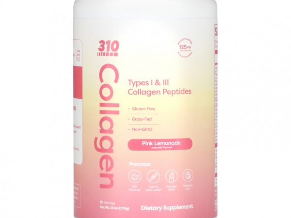 310 Nutrition, Collagen, пептиды коллагена типа I и III, розовый лимонад, 372 г (13,1 унции)