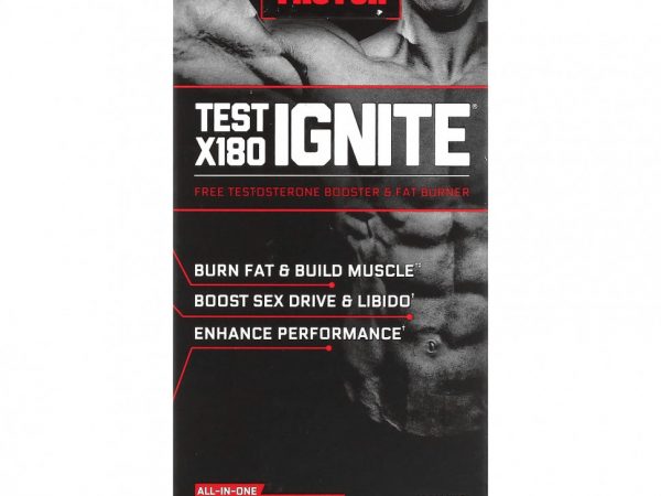 Force Factor, Test X180 Ignite, средство для повышения уровня свободного тестостерона и сжигания жира, 60 капсул