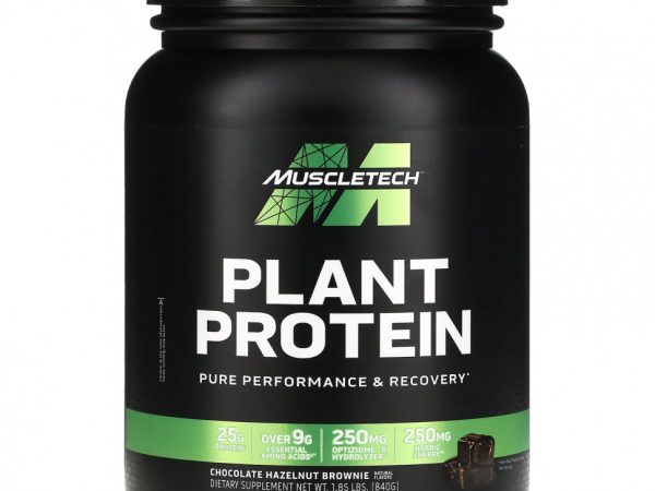 MuscleTech, Растительный протеин, шоколадное брауни с фундуком, 840 г (1,85 фунта)