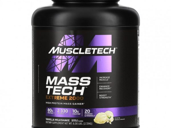 MuscleTech, Mass Tech Extreme 2000, Vanilla Milkshake, 6 lbs (2.72 kg)