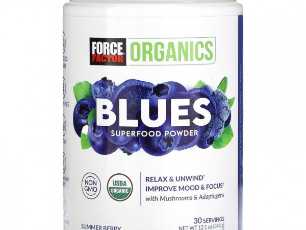 Force Factor, Organics, Blues Superfood, порошок, летние ягоды, 344 г (12,1 унции)