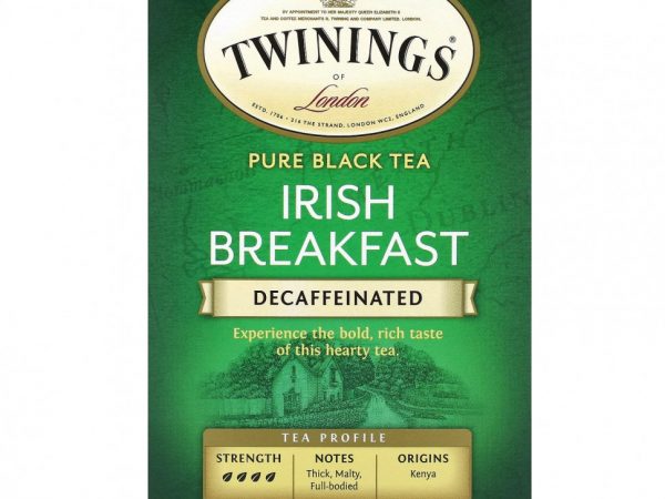 Twinings, Чистый черный чай, ирландский завтрак, без кофеина, 20 чайных пакетиков, 40 г (1,41 унции)