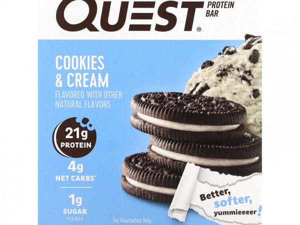 Quest Nutrition, Протеиновый батончик, печенье и крем, 4 батончика, 60 г (2,12 унции) каждый