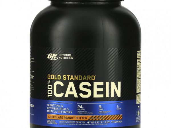 Optimum Nutrition, 100% Казеин, Золотой Стандарт, Шоколадно-Арахисовое Масло, 4 фунта (1818 г)