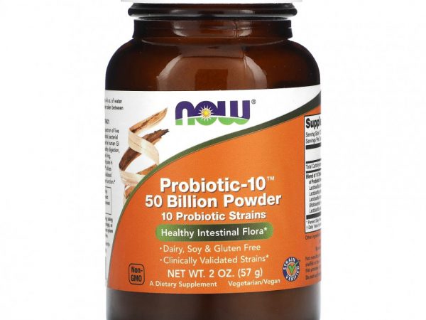 NOW Foods, Пробиотик-10, порошок, 50 миллиардов, 57 г (2 унции)