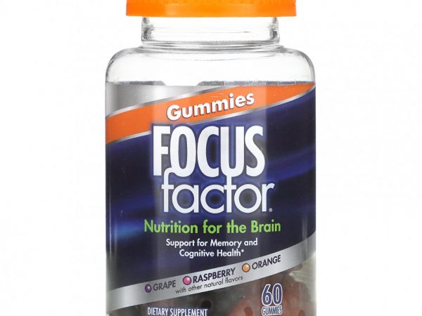 Focus Factor, добавка для оптимальной работы мозга, виноград, малина, апельсин, 60 жевательных таблеток