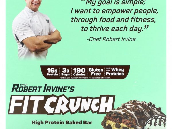 FITCRUNCH, Запеченный батончик с высоким содержанием протеина, мятная шоколадная крошка, 9 батончиков, 46 г (1,62 унции)