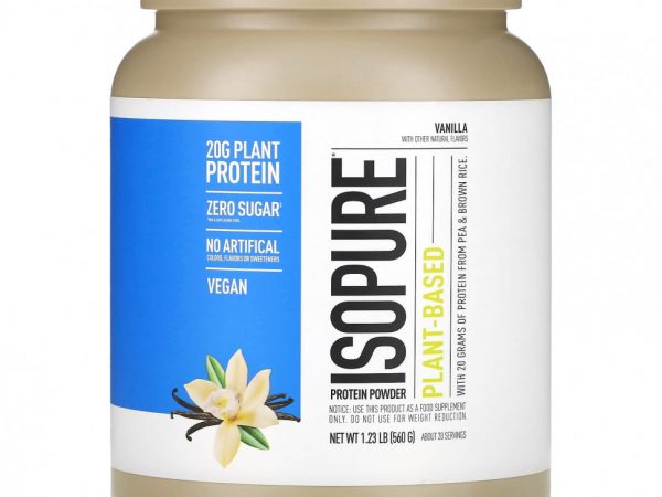 Isopure, Протеиновый порошок на растительной основе, ваниль, 560 г (1,23 фунта)