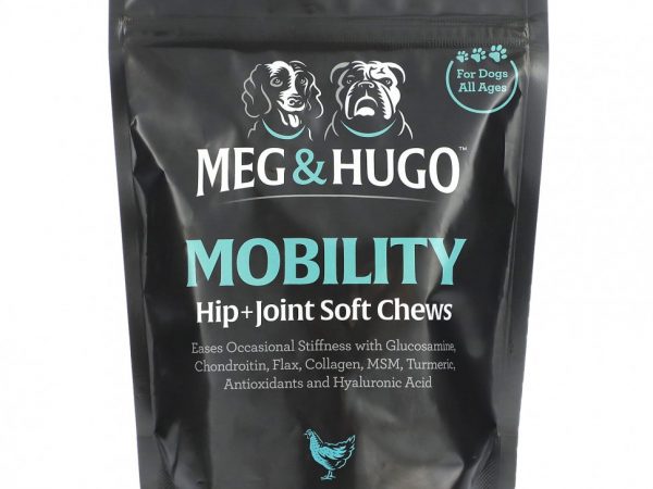 Meg & Hugo, Mobility, жевательные таблетки для бедер и суставов, для собак всех возрастов, с курицей, 120 жевательных таблеток, 420 г (14,82)