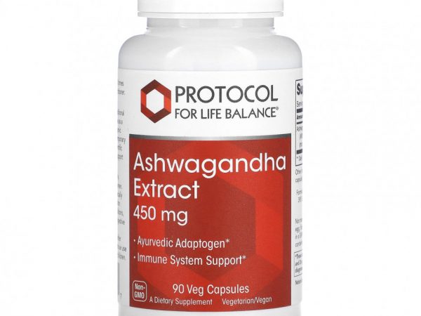 Protocol for Life Balance, Экстракт ашваганды, 450 мг, 90 растительных капсул