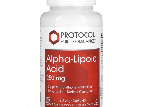 Protocol for Life Balance, Альфа-липоевая кислота, 250 мг, 90 растительных капсул
