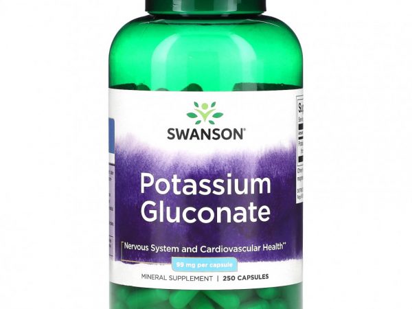 Swanson, Глюконат калия, 99 мг, 250 капсул