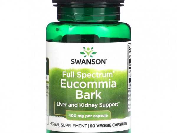 Swanson, Full Spectrum Eucommia Bark, 400 мг, 60 растительных капсул