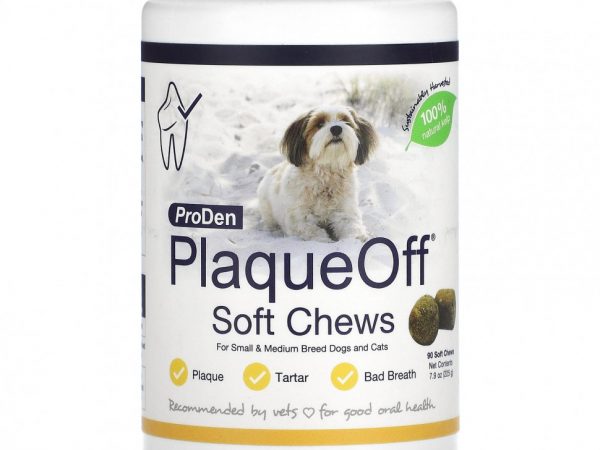 ProDen, PlaqueOff, мягкие жевательные таблетки, для собак и кошек мелких и средних пород, 90 жевательных таблеток, 225 г (7,9 унции)