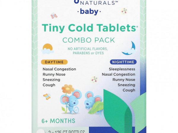 Hyland's, Для детей, комбо-упаковка в крошечных таблетках от простуды, для дневного и вечернего приема, для детей от 6 месяцев, 2 флакона, по 125 быстрорастворимых таблеток