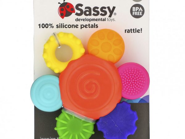 Sassy, Inspire The Senses, цветочная погремушка, для детей от 3 месяцев, 1 штука