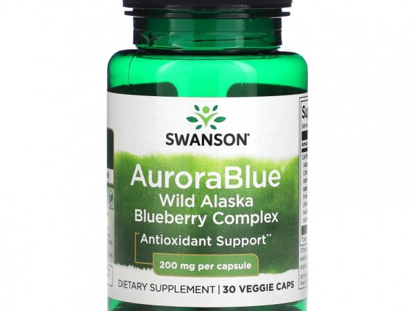 Swanson, AuroraBlue, дикая голубика с Аляски, 200 мг, 30 вегетарианских капсул