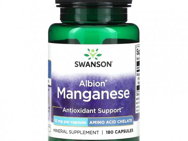 Swanson, Albion марганец, 10 мг, 180 капсул
