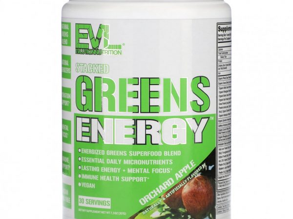 EVLution Nutrition, Stacked Greens Energy, яблочный сад, 207 г (7,3 унции)