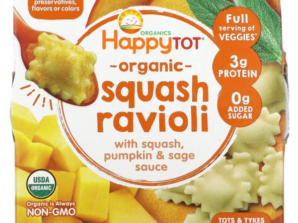 Happy Family Organics, Organics Happy Tot, Love My Veggies Bowl, Squash Ravioli, 4,5 унц. (128 г)