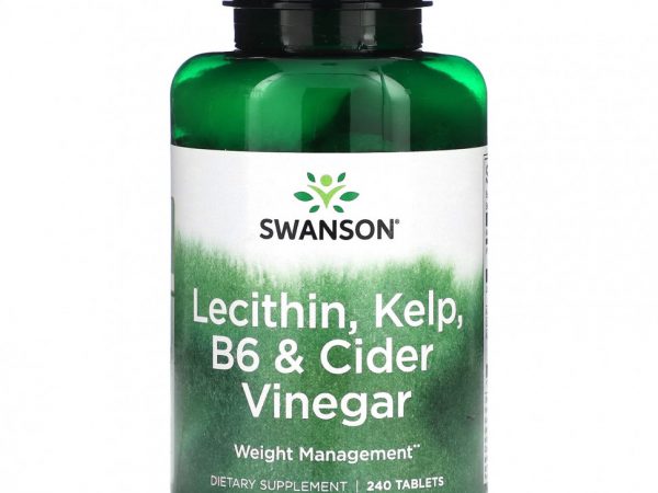 Swanson, Лецитин, водоросли, витамин B6 и уксус, 240 таблеток