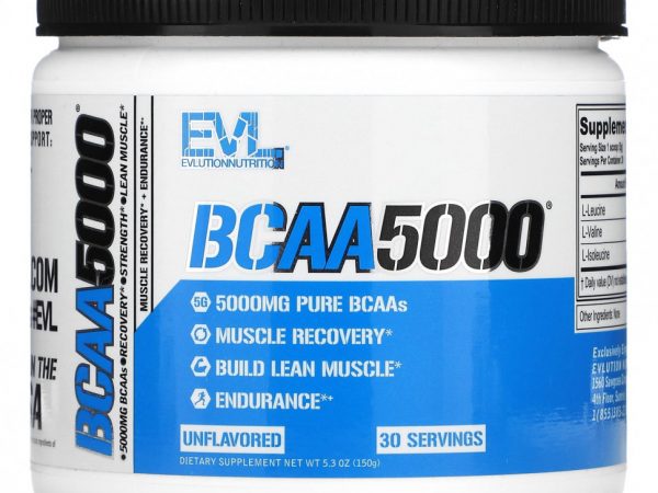 EVLution Nutrition, BCAA5000, без добавок, 5000 мг, 150 г (5,3 унции)