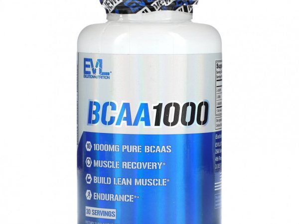 EVLution Nutrition, BCAA1000, 500 мг, 60 растительных капсул