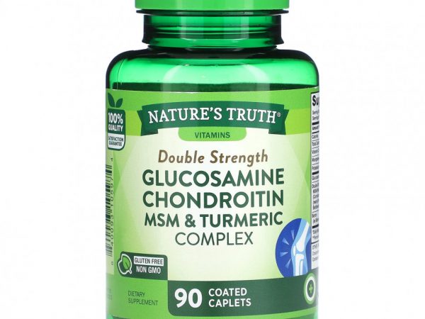 Nature's Truth, Комплекс глюкозамина, хондроитина, МСМ и куркумы двойной силы, 90 капсул, покрытых оболочкой