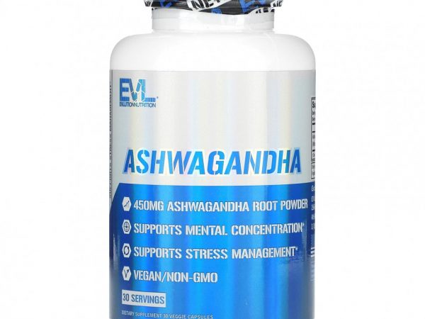EVLution Nutrition, Ашваганда, 450 мг, 30 растительных капсул