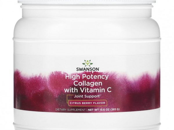 Swanson, Коллаген высокой эффективности с витамином C, цитрусовые, 385 г (13,6 унции)