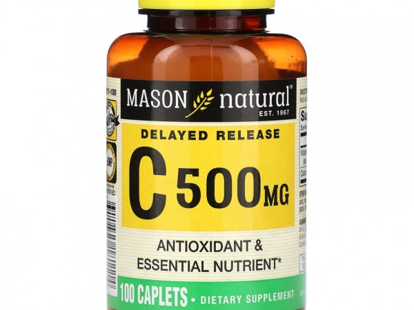 Mason Natural, Витамин C, с замедленным высвобождением, 500 мг, 100 капсул