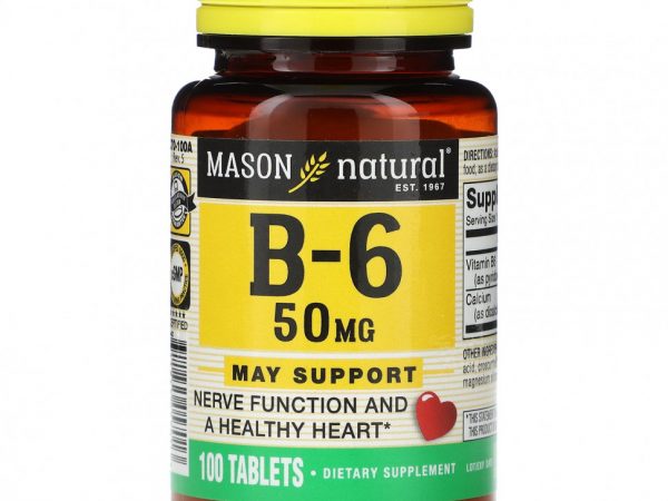 Mason Natural, Витамин B6, 50 мг, 100 таблеток