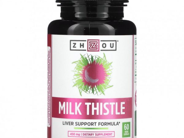 Zhou Nutrition, Расторопша, формула для поддержки печени, 450 мг, 60 растительных капсул